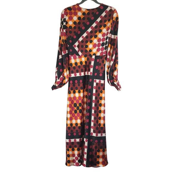 ZARA Dot Matrix Multicolor Print Midi Long Dress, Size: XS - Picture 3 of 16